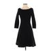 J.Crew Casual Dress - A-Line Boatneck 3/4 sleeves: Black Solid Dresses - Women's Size 2
