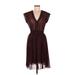 Kate and Lily Casual Dress - Wrap: Brown Leopard Print Dresses - Women's Size 8