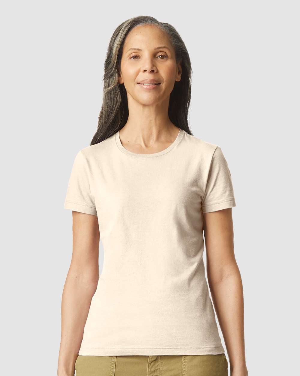 Gildan G640L Women's Softstyle Womenâ€™s T-Shirt in Sand size Large | Cotton 64000L