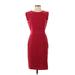 Black Saks Fifth Avenue Casual Dress - Sheath High Neck Sleeveless: Burgundy Solid Dresses - Women's Size 4