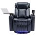 270°Power Swivel Recliner, Home Theater Seating With Hidden Arm Storage and LED Light Strip, Cup Holder, 360°Swivel Tray Table