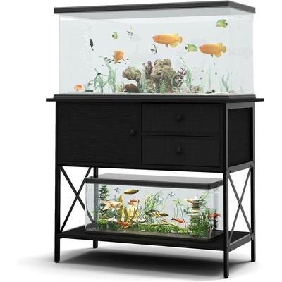 CHERIE HOME 40 Gallon Aquarium Stand,Metal Fish Tank Stand With Drawers