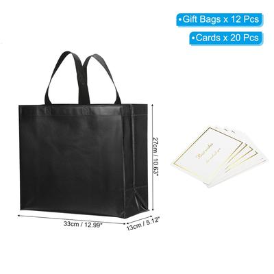 Gift Bags with Cards, 12 Set 13" Reusable Non-Woven Gift Goodie Bags - 13"x11"x5"