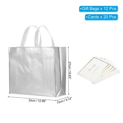 Gift Bags with Cards, 12Set 13" Reusable Non-Woven Gift Goodie Bags