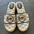 Michael Kors Shoes | Mk Wedge, Wicker Sandal, Super Cute Swim Beach | Color: Blue/White | Size: 7.5