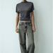 Zara Tops | (Nwt) Zara Side Ruched Top Anthracite Gray Size Xs | Color: Gray | Size: Xs