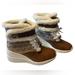 Michael Kors Shoes | Michael Kors Girls Tahoe Jmk Monogram Wedge Fur Boots Size 2 Little Girls | Color: Brown/Cream | Size: 2g