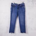 Free People Jeans | Free People Womens 27 Slim Fit Boyfriend Jean Button Fly Raw Hem Jeans High Rise | Color: Blue | Size: 27