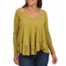 Free People Tops | Free People Women's Solid Long Sleeve Ruffled Top | Color: Green | Size: M