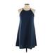 Wallflower Casual Dress - A-Line Halter Sleeveless: Blue Solid Dresses - Women's Size Large