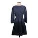 Universal Thread Casual Dress - A-Line Crew Neck 3/4 sleeves: Blue Solid Dresses - Women's Size X-Small