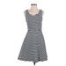 Express Cocktail Dress - A-Line Scoop Neck Sleeveless: Black Stripes Dresses - Women's Size Small