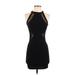 Charlotte Russe Cocktail Dress - Bodycon Crew Neck Sleeveless: Black Solid Dresses - Women's Size Small