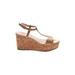 Kate Spade New York Wedges: Tan Print Shoes - Women's Size 8 1/2 - Open Toe