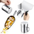 4 Pieces 12 oz Aluminium Popcorn Scoop Stainless Steel Metal French Fry Scoop Salt Shaker Dredge Round Bottom Utility Scoop with Finger Groove Handle for Snacks Desserts Ice Corn Small Popcorn Machine