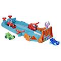 PJ Masks Animal Power Smash and Zoom Racetrack Preschool Toy, Zoomzania Raceway Vehicle Playset with 4 PJ Masks Cars for Kids Ages 3 and Up