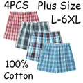 4 pièces L-6XL grande taille hommes sous-vêtements en coton Plaid Boxers Shorts adt Home Wear