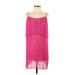 BCBGeneration Casual Dress - Shift Scoop Neck Sleeveless: Pink Print Dresses - Women's Size Small