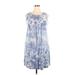 Thread & Supply Casual Dress - Shift Crew Neck Sleeveless: Blue Print Dresses - Women's Size 2X-Large