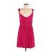 a.n.a. A New Approach Casual Dress - Mini Plunge Sleeveless: Pink Print Dresses - Women's Size Medium