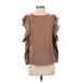 Zara W&B Collection Pullover Sweater: Brown Color Block Tops - Women's Size Small