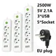 Multiprise EU Plug avec 3 ports USB multiprise AC rallonge de 2m prise électrique filtre réseau
