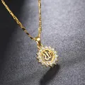 Pendentif fleur de soleil islamique pour hommes et femmes collier de calligraphie arabe amulette