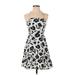 Old Navy Cocktail Dress - A-Line Square Sleeveless: Gray Floral Dresses - Women's Size X-Small