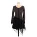 Pretty Angel Casual Dress - Mini Scoop Neck Long sleeves: Black Marled Dresses - Women's Size Small