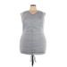 Shein Tank Top Gray Print V Neck Tops - Women's Size 3X