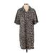 H&M Casual Dress - Shift Collared Short sleeves: Brown Leopard Print Dresses - Women's Size Small