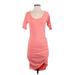 Athleta Casual Dress - Bodycon Scoop Neck Short sleeves: Pink Solid Dresses - Women's Size X-Small