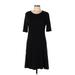 T Tahari Casual Dress - A-Line Crew Neck Short sleeves: Black Dresses - Women's Size Large