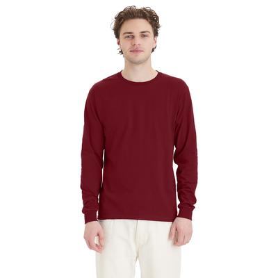 Hanes 5286 Men's 5.2 oz. ComfortSoft Cotton Long-Sleeve T-Shirt in Cardinal size Medium