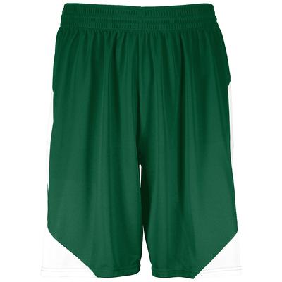 Augusta Sportswear 1734 Youth Step-Back Basketball Shorts in Dark Green/White size Large | Polyester