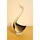 Murano duck art glass sculpture ornament, sommerso clear grey black bird ornament figurine sculpture, hand blown glass duck bird