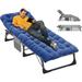 ABORON 5-Fold Portable Folding Chaise Lounge Chair Camping Cot with 2 Sided Cushion & Pillow Adjustable Patio Recliner for Garden Beach Outdoor/Indoor