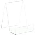 Plymor Clear Acrylic Flat Back Display Easel With 2 Box Ledge 5.5 H x 4 W x 5 D (6 Pack)