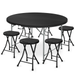 Magshion 7 Pieces 5 FT Folding Round Table and Chair Set Indoor Outdoor Event Party Desk and Foldable Stools with Steel Frame Black