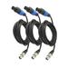 Pack of 3 SpeakOn Male to XLR Female Cable 10 Feet - Full Shielded DJ PA Mic 3 Pole Connection Extension Wire - Pro Microphone Audio Jack Speak-On to 3 Pin XLR Wiring with Twist Lock (3 Pack)