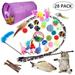 Tripumer 28Pcs Cat Toys Kitten Toy Set Tunnel Interactive Cat Toys Folding Cat Tunnel Teaser Stick Spring Fluffy Mouse Crinkle Ball For Kittens Bunnies Puppies-Purple