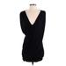 BCBGMAXAZRIA Cocktail Dress - Mini V-Neck Short sleeves: Black Solid Dresses - Women's Size Small