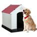 YRLLENSDAN 39in Insulated Dog House Outdoor Igloo Dog Houses Plastic Dog House for Small Medium Dogs Waterproof with Air Vents & Elevated Floor Red