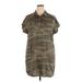 SO Casual Dress - Shirtdress Collared Short sleeves: Green Print Dresses - Women's Size 2X-Large