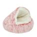 COSTYLE Cat Bed Round Plush Fluffy Hooded Calming Cat Bed Cave Warming Pet Dog Bed