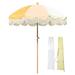 LAGarden 6Ft Fringe Patio Umbrella with Tassels & Carry Bag 50 / 60s Vintage Style Umbrella Wood Yellow Model: PS6-01