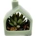 Artificial Succulent In Ceramic House Pot Realistic Succulents Plants Potted Faux Cactus Small Planter Fake Flowers With Cute Pots For Indoor Home Desk Plant Decor(Green House-Shaped)