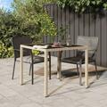 Patio Table 35.4 x35.4 x29.5 Tempered Glass and Poly Rattan Beige