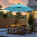 ACEGOSES 7.5 FT LED Outdoor Patio Umbrella and Shade Market Table Umbrella Outside With a Crank for Garden Deck and Pool Lake Blue