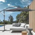 Sonerlic 10ft Outdoor Patio Umbrella Round Canopy Offset Umbrella for Villa Gardens Lawns and Yard Gray